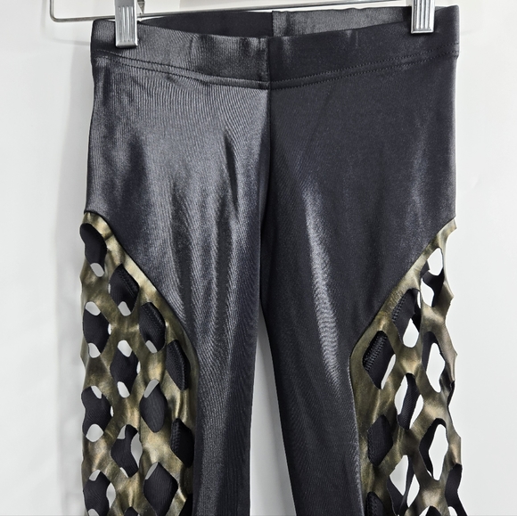 Blackmilk Double Dare Ya Coated‎ Black Cut Out Leggings - Picture 6 of 16